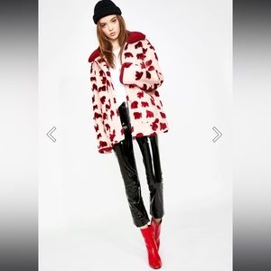 Glamorous fuzzy pink and red coat M